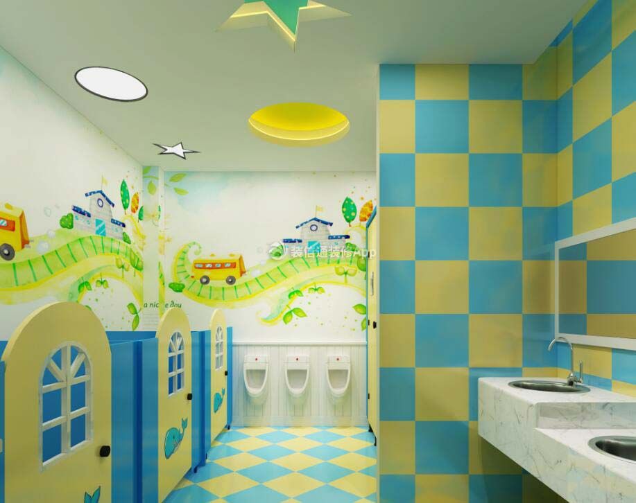 成都幼儿园卫生间背景墙面装修设计图
