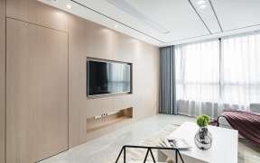 重庆房屋装修客厅木质电视背景墙图片2023