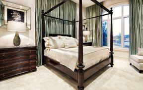 成都麓山国际230平别墅主卧室床装修设计图片