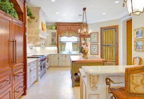 别墅厨房设计效果图 美式厨房装修图 美式厨房设计