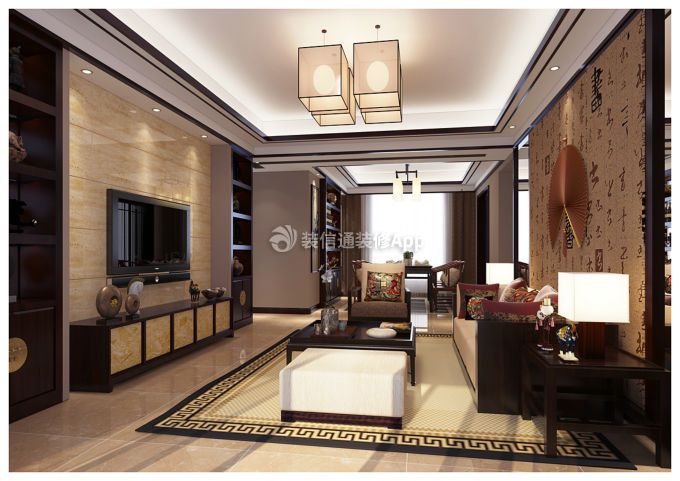 中式风格客厅背景装修风格 中式风格客厅装修效果图大全