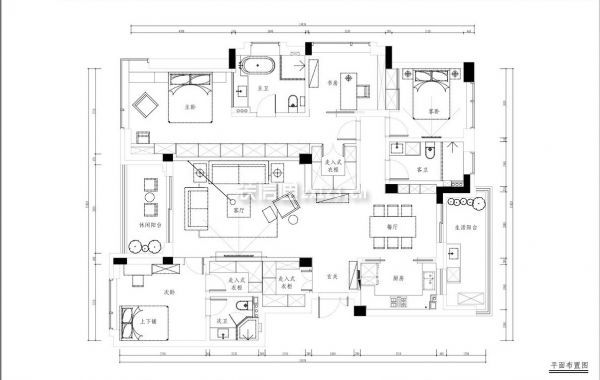 合肥凯旋门现代简约177平米四居室户型图