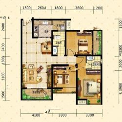 F户型 3室2厅2卫  建筑面积：116平米