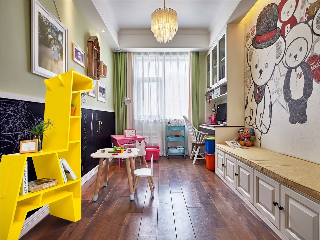 杭州135平美式风格儿童房室内木地板装修图
