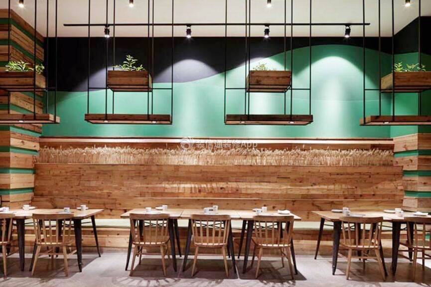 杭州餐饮店铺室内背景墙色彩搭配装修设计图