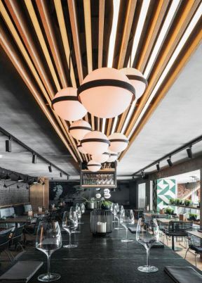 杭州欧式风格餐饮店铺大厅吊顶装修设计图