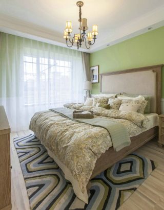 成都田园风格家庭卧室地毯装修效果图