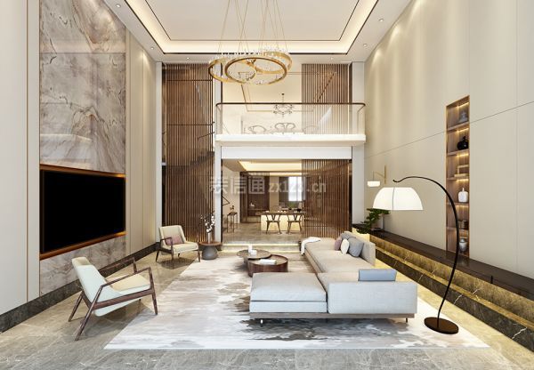 宁波上城印象600平米新中式别墅客厅装修效果图
