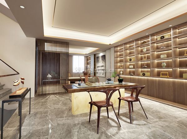 宁波上城印象600平米新中式别墅书房装修效果图