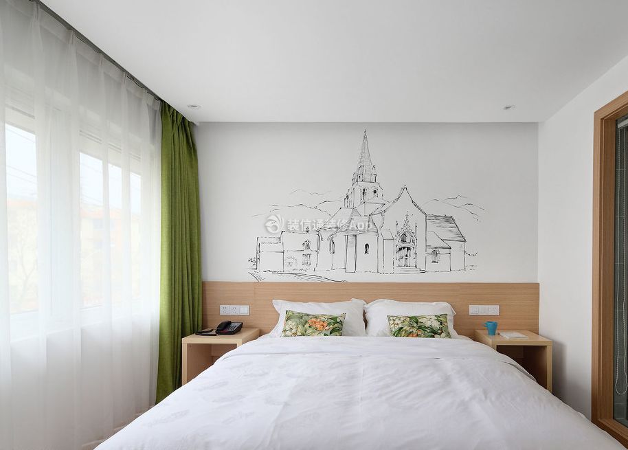 2023成都宾馆客房室内手绘背景墙装修设计图