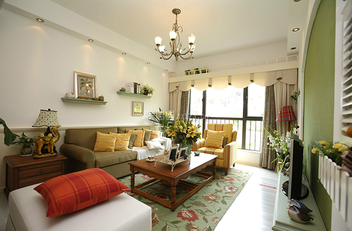 美式田园风格客厅装修效果图片 客厅沙发实景图