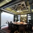 成都中式饭店包间实木餐桌椅装修图片2023