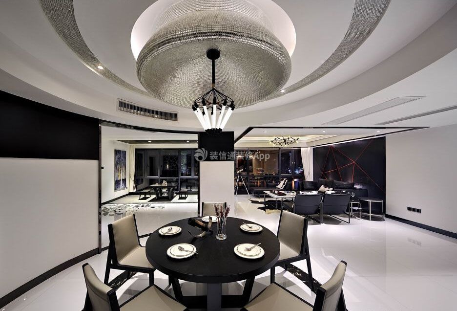 合肥现代风格新房装修室内圆形餐桌设计图