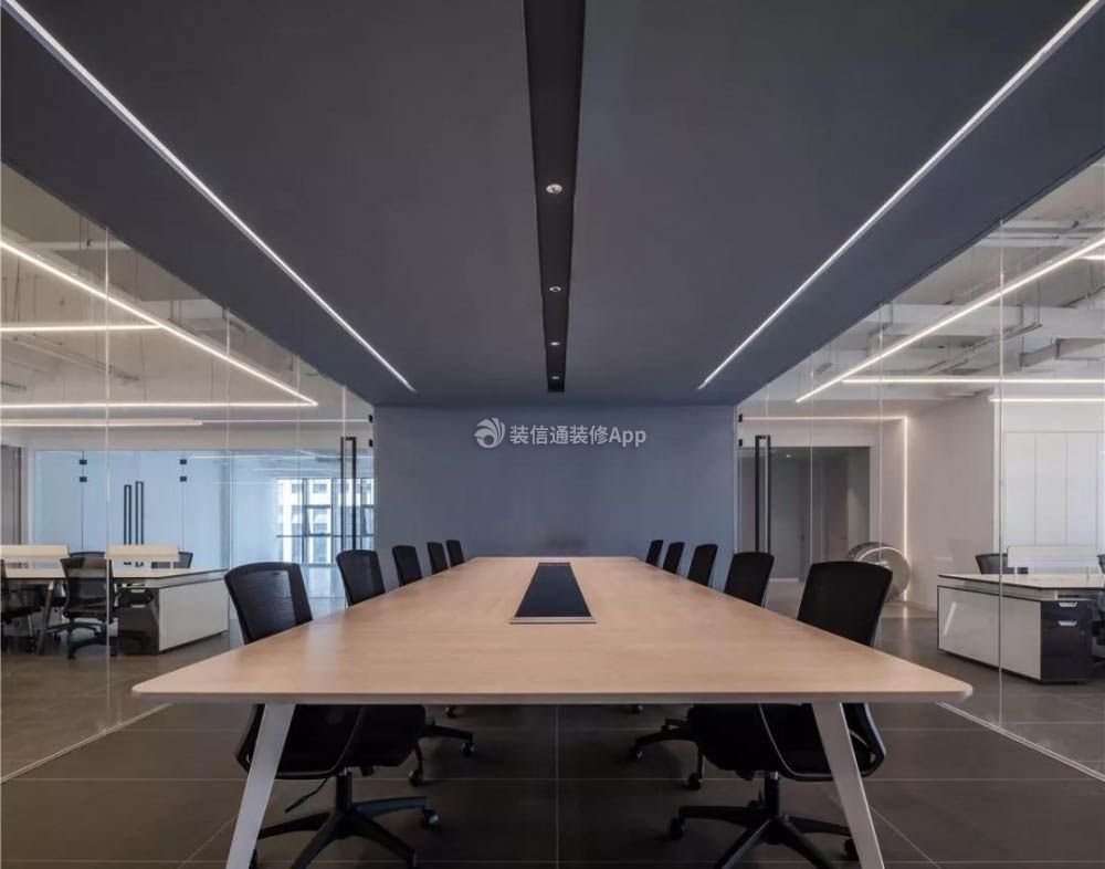 天津写字楼现代风格会议室吊顶装修图2023