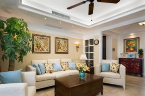 合肥毛坯房装修美式风格客厅沙发背景墙图片