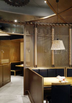 天津餐饮店装修室内隔断造型设计图片2023