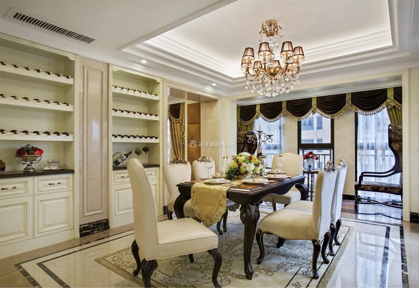 深圳168平美式风格新房餐厅装修设计效果图