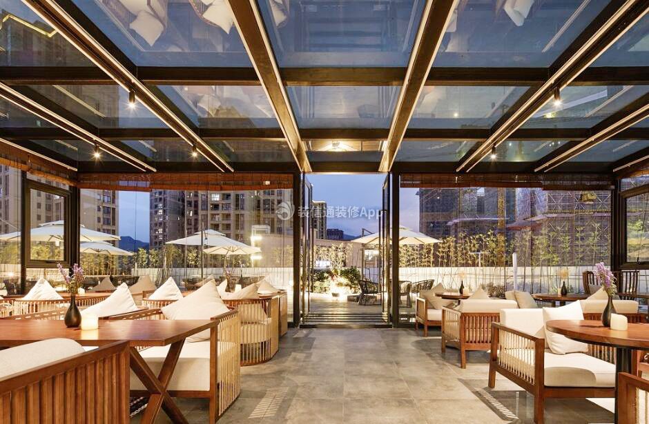 天津酒店空中餐厅玻璃吊顶装修设计图