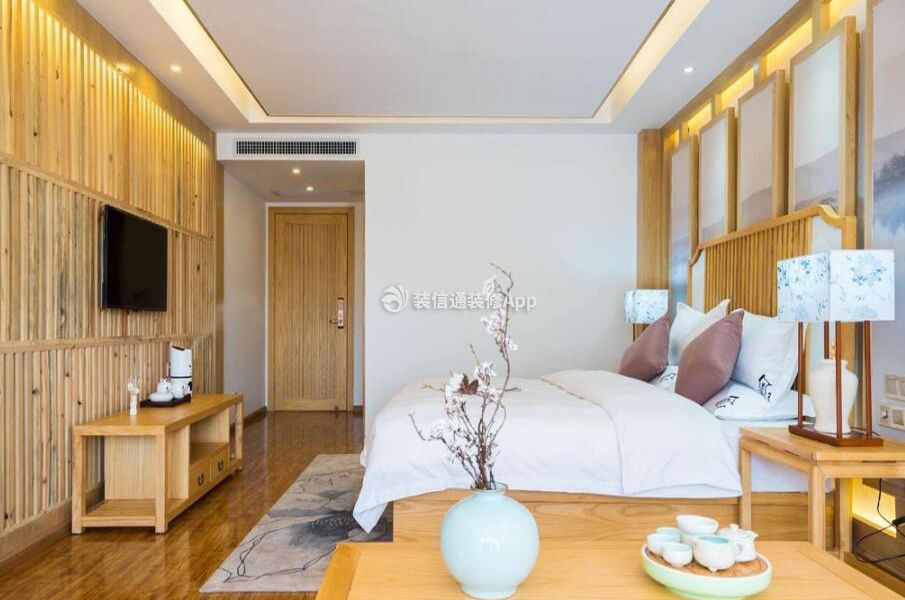 天津新中式风格酒店客房装修设计效果图赏析