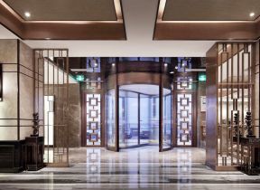 天津新中式风格星级酒店大厅装修实景图片