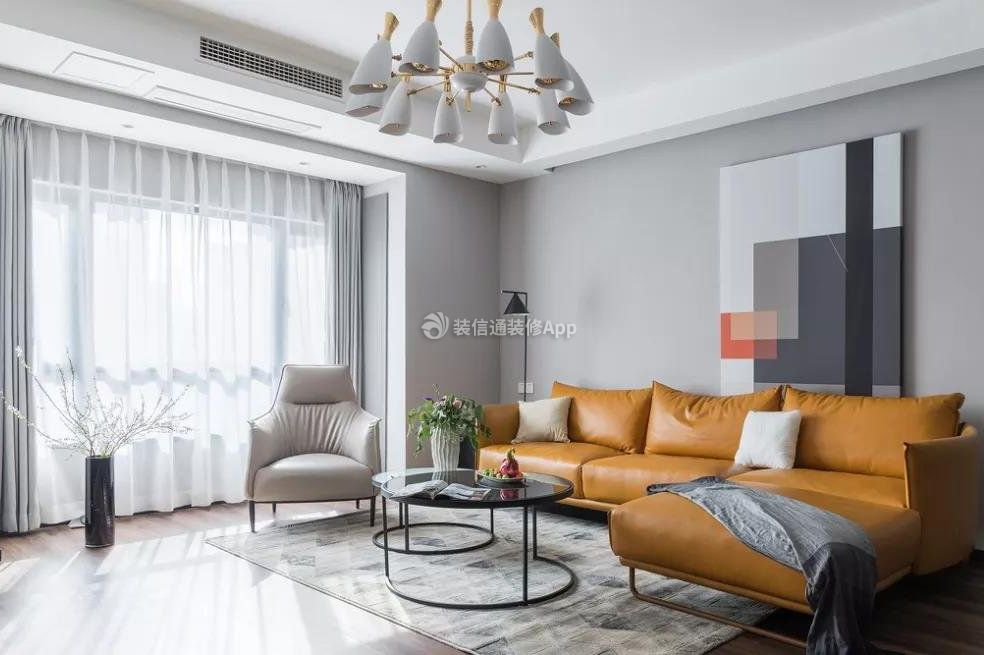 深圳现代风格样板房客厅黄色沙发装修图片