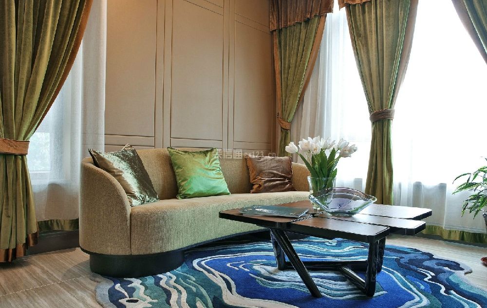 美式客厅沙发图片 美式客厅沙发背景墙效果图 