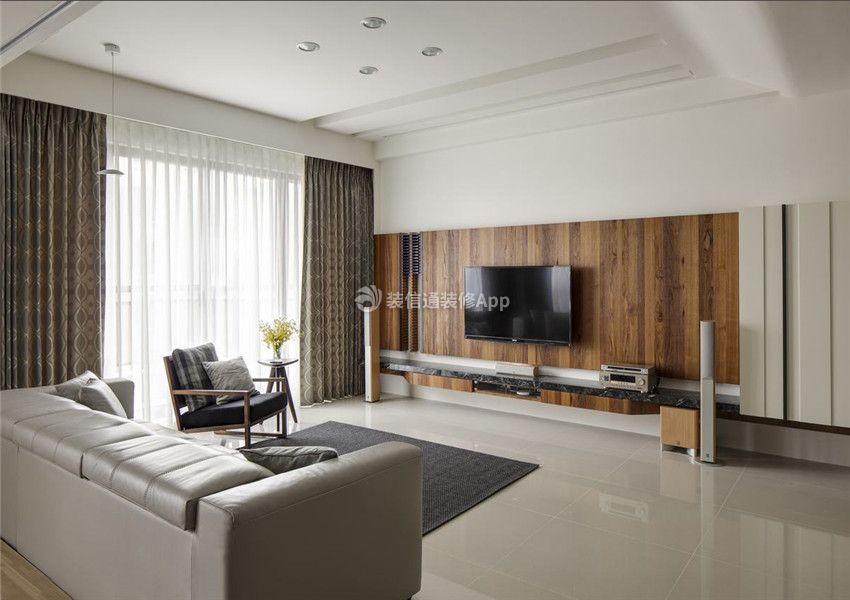 深圳现代简约风格客厅电视墙设计装修图2023