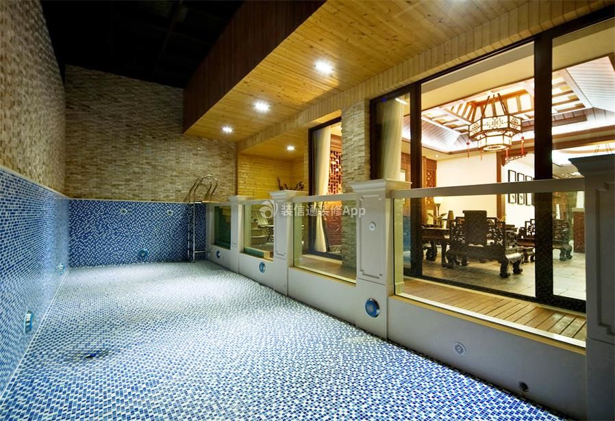 深圳中式风格别墅室内游泳池装修效果图