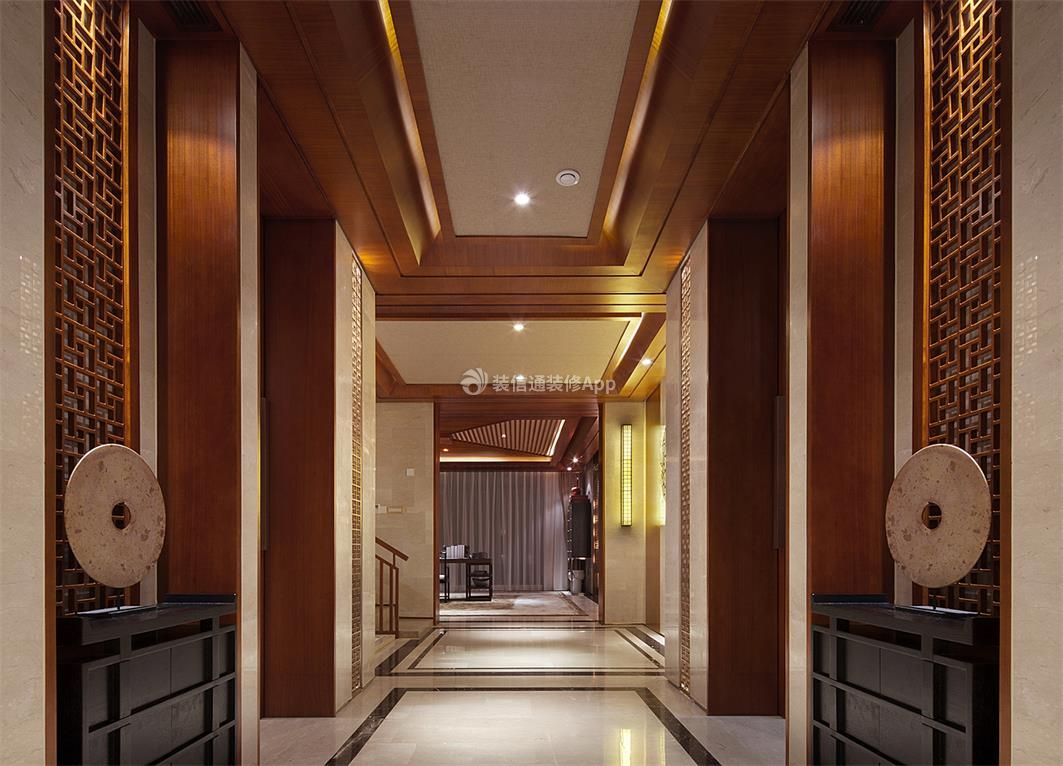 深圳中式风格别墅室内走廊设计装修图片