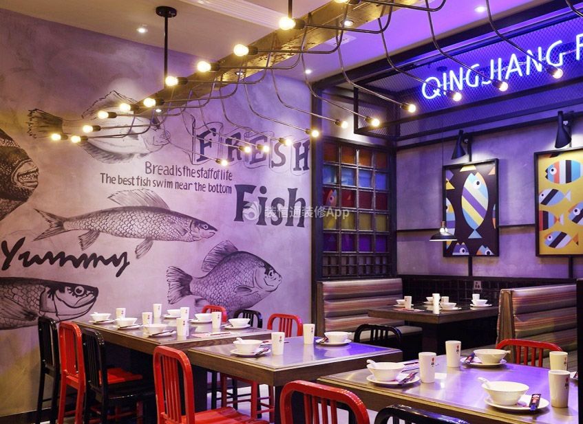 2023深圳餐饮店室内背景墙装修设计图片