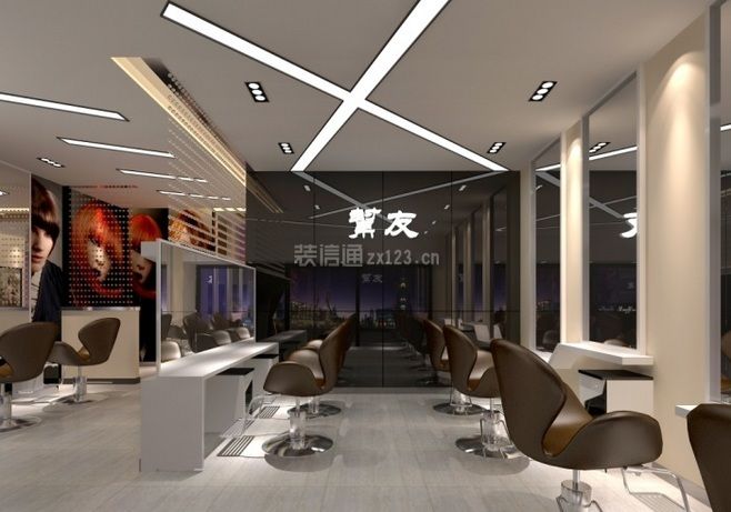 北京美发店现代风格100平米装修效果图案例