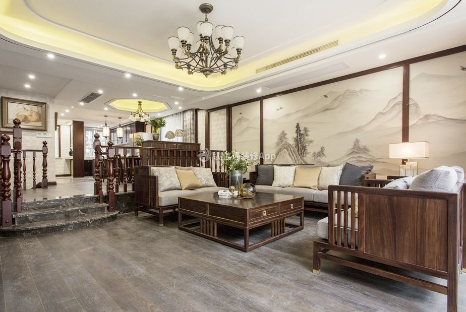 2023杭州星洲花园排屋别墅客厅沙发装修设计图