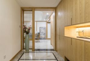 2023杭州排屋别墅新中式风格玄关柜装修设计图 