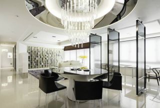 2023杭州排屋别墅现代风格餐厅装修设计效果图片