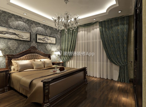 美式经典卧室别墅350平装修设计图