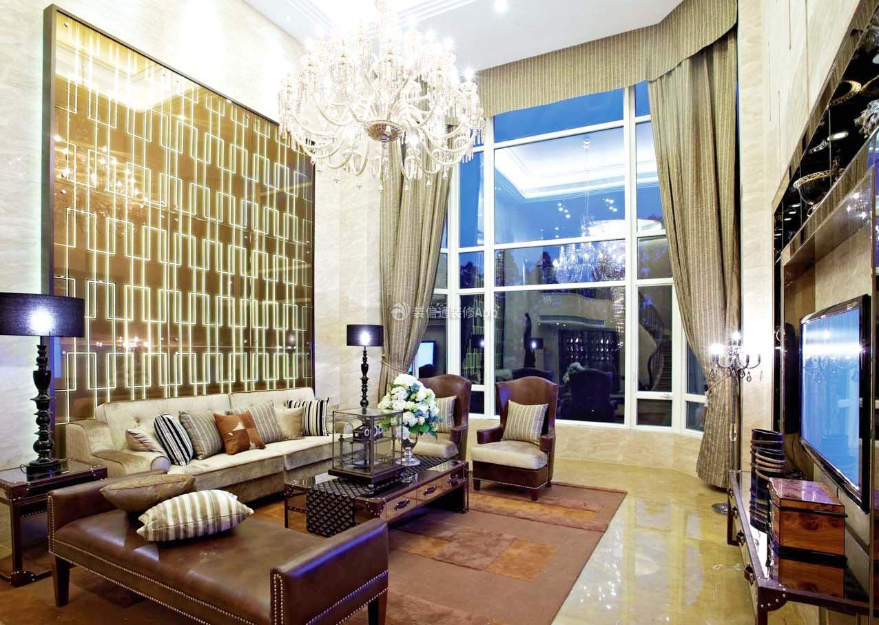 天津家庭别墅客厅沙发背景墙装修设计图 