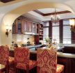 天津美式风格家庭别墅厨房吧台整体装修设计图
