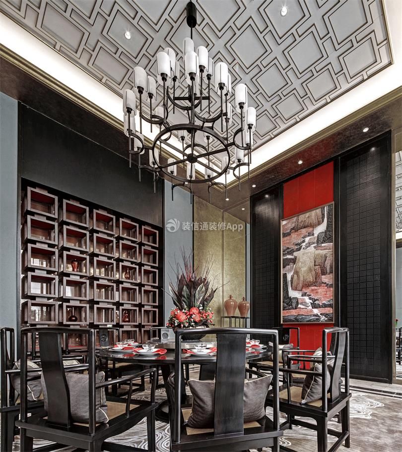北京酒店装修新中式餐厅包房设计效果图