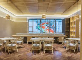 北京商务酒店餐厅木质吊顶设计装修图 