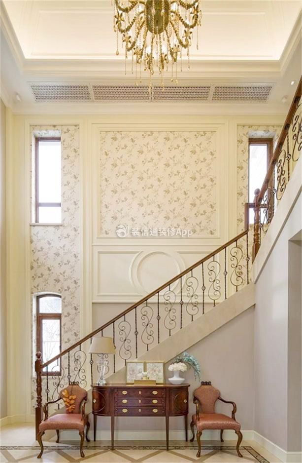 北京美式风格别墅室内楼梯装饰效果图