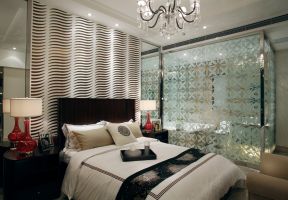 北京现代风格别墅卧室卫生间玻璃墙图片