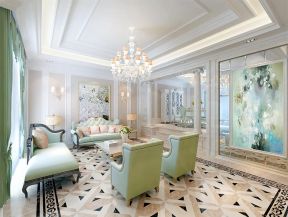 北京轻奢风格别墅客厅装饰设计图片