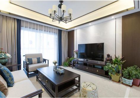 家绮池阳国际新中式风格142平米三居室装修家装案例