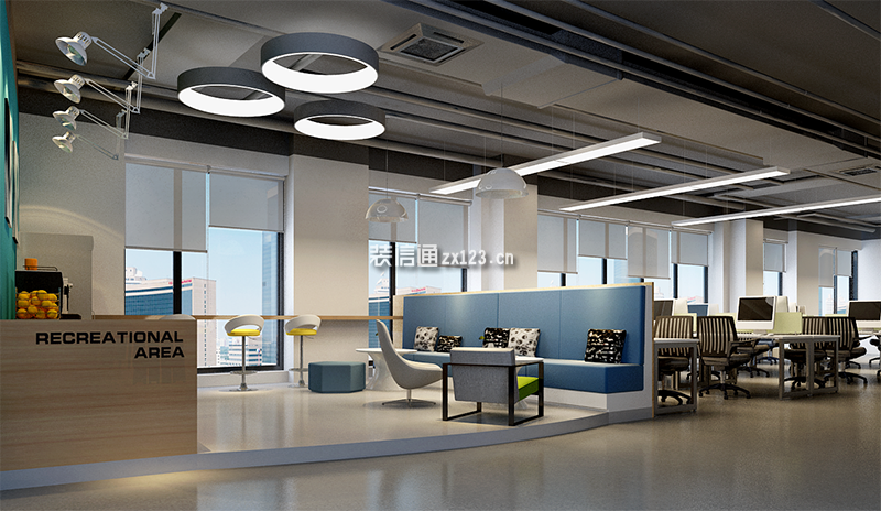 富龙飞科技简约风格210平米办公室装修效果图