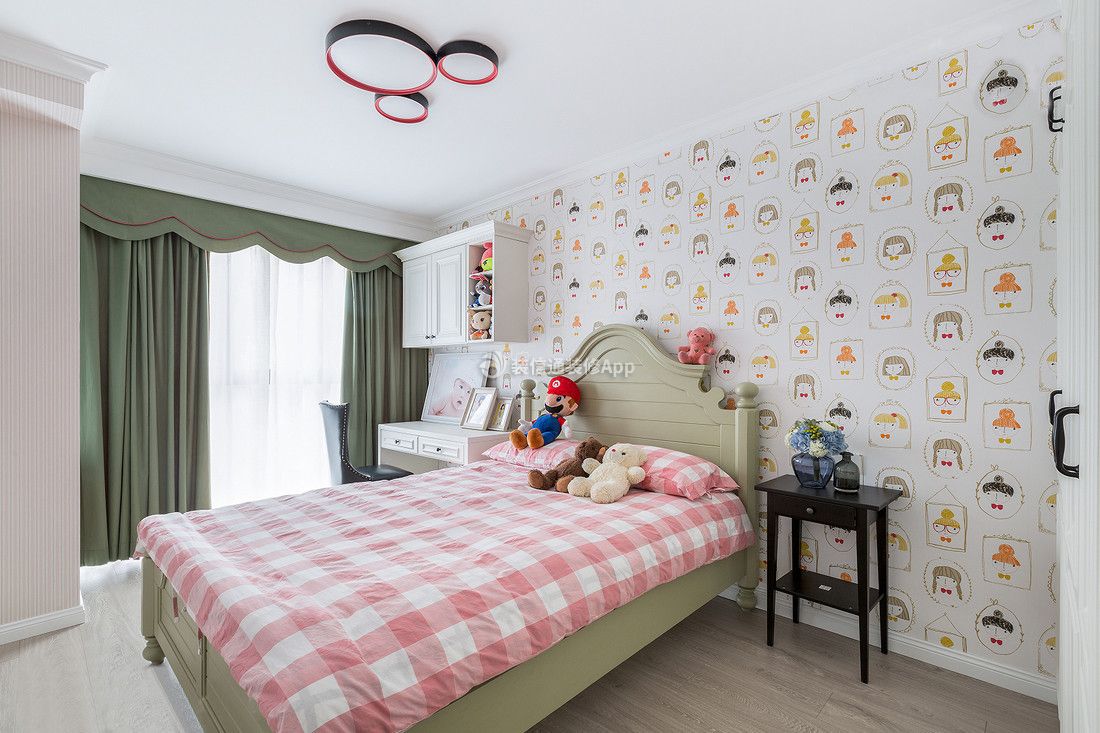 北京专业老房儿童卧室壁纸装修装潢效果图 