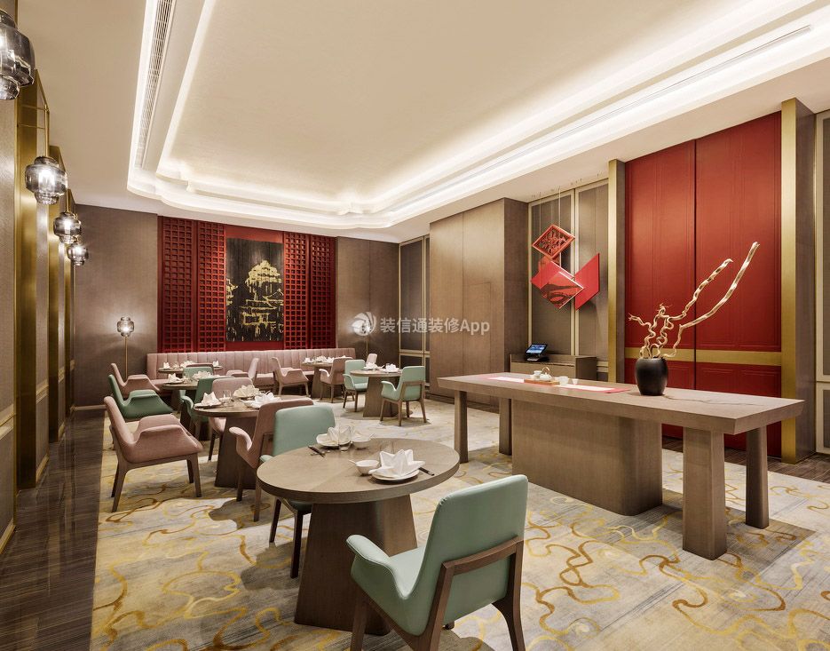 北京高级酒店新中式风格餐厅装修图片
