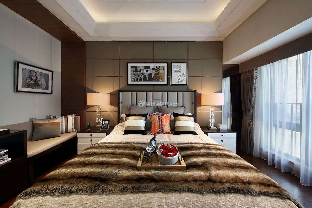 广州现代简约房屋卧室床头装修装饰图片