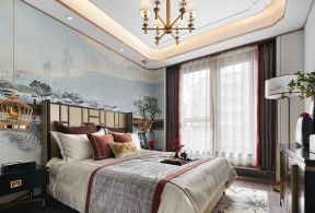 广州房屋装修中式混搭风格卧室设计效果图片