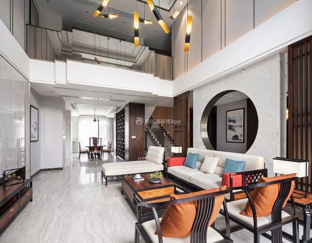 2023深圳新中式高级别墅客厅设计图一览