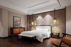 深圳高级别墅卧室床头壁纸设计图片2023